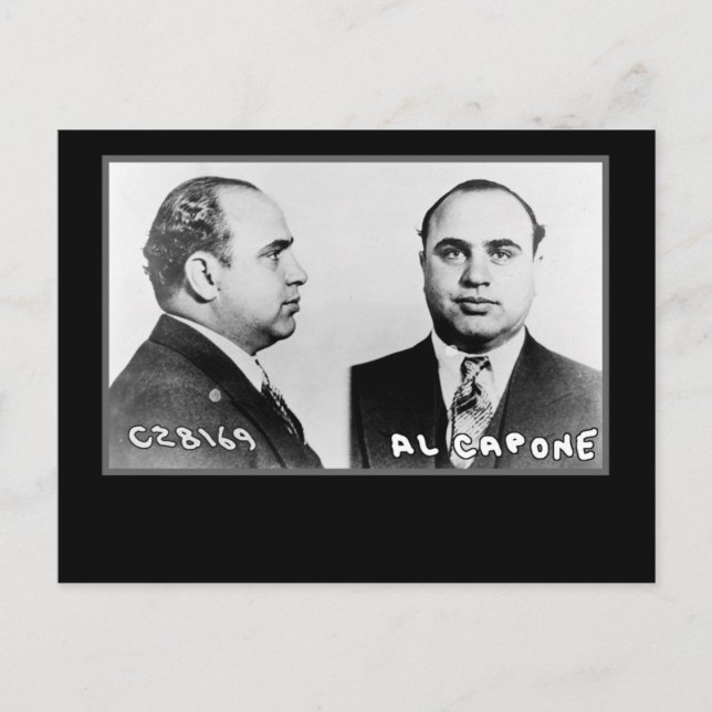 Al Capone-mugshot-kort och vykort (Framsida)