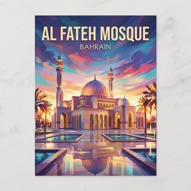 Al Fateh Stora moské Bahrain Vykort (Framsida)