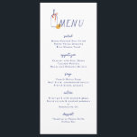 Al Fresco Vin Lemon Blue White Dinner Meny<br><div class="desc">illustrerat vin flaska med orange band och citron</div>