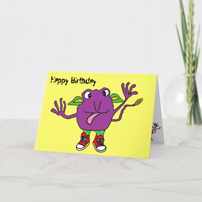AL- Funny Tickle Monster Birthday Card Kort (Framsida)