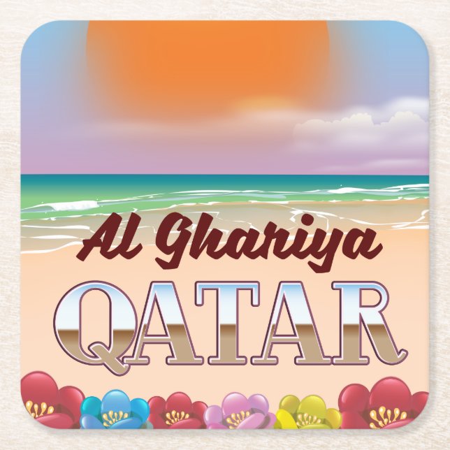 Al Ghariya Qatar strand affisch Underlägg Papper Kvadrat (Framsidan)