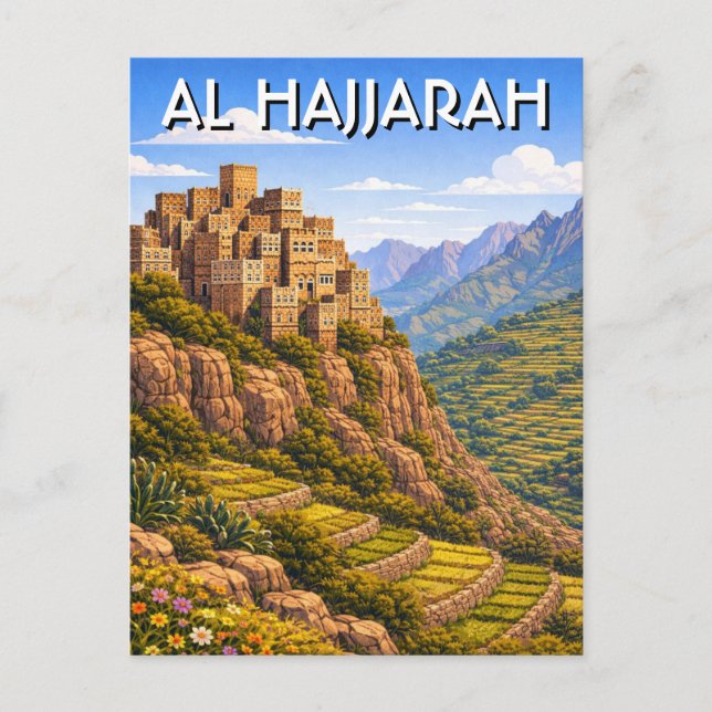 Al Hajjarah Yemen Resa Vykort (Framsida)