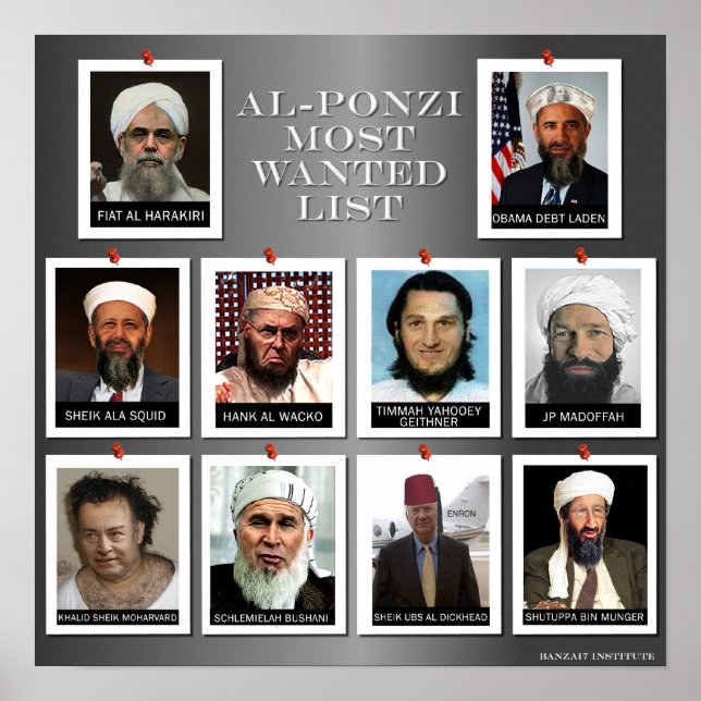 AL-PONZI-FÖRTECKNINGEN ÖVER DE MEST VILLIGA POSTER (Framsidan)