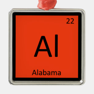 Al - symbol för bord Alabama för statlig kemi Julgransprydnad Metall