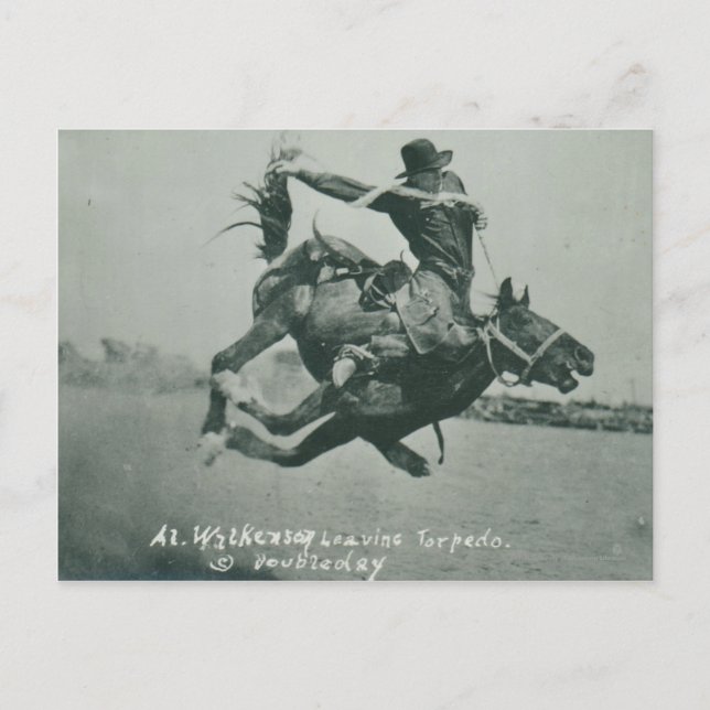 Al Wilkenson rider Torpedo. Vykort (Framsida)