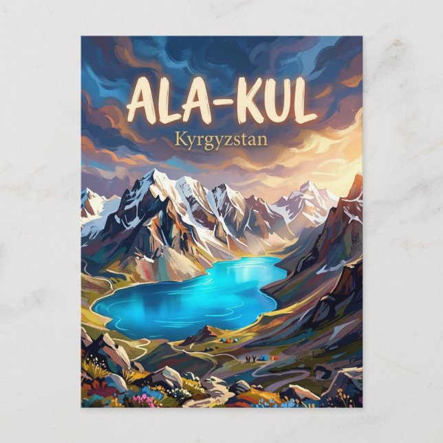 Ala-Kul-sjön Kirgizistan Vykort (Framsida)