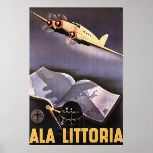 ALA LITTORIA Airlines Italien Retro Travel Poster