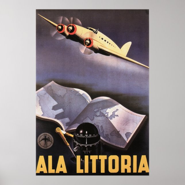 ALA LITTORIA Airlines Italien Retro Travel Poster  (Framsidan)