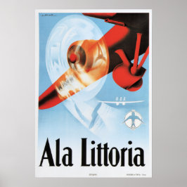 ALA LITTORIA Airlines Vintage Italien Travel Poste Poster