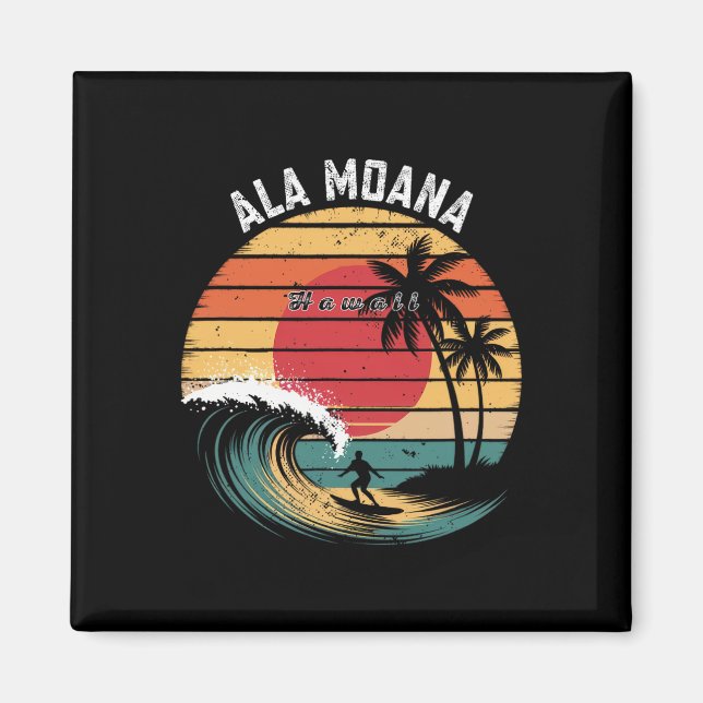 Ala Moana Beach Hawaii Strand Surfing  Magnet (Framsidan)