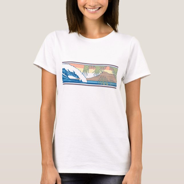 Ala Moana Diamond Head Hawaiian Surfa Sign Tee (Framsida)