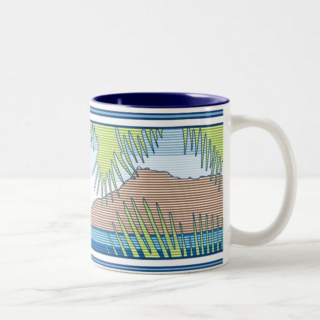 Ala Moana Diamond Head Hawaiian Surfa Sign Två-Tonad Mugg (Höger)