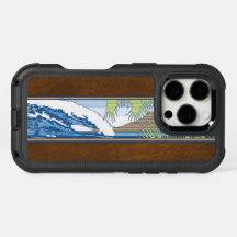 Ala Moana hawaiianskt falskt Koa trä surfsymbol