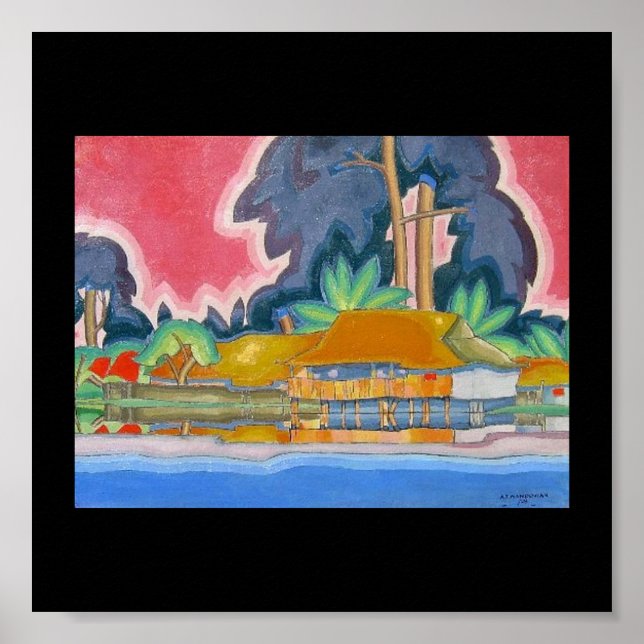 Ala Wai, Honolulu av Arman Manookian c. 1920-talet Poster (Framsidan)