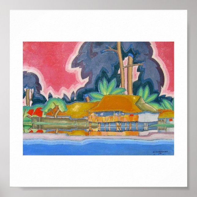 Ala Wai, Honolulu av Arman Manookian c. 1920-talet Poster (Framsidan)