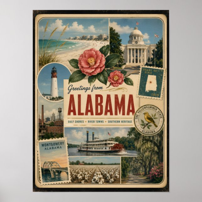 Alabama Äkta Vintage Stil Poster (Framsidan)