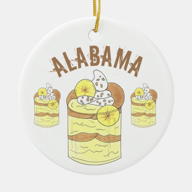 Alabama AL Banana Pudding Soul Food Dessert Julgransprydnad Keramik (Framsidan)