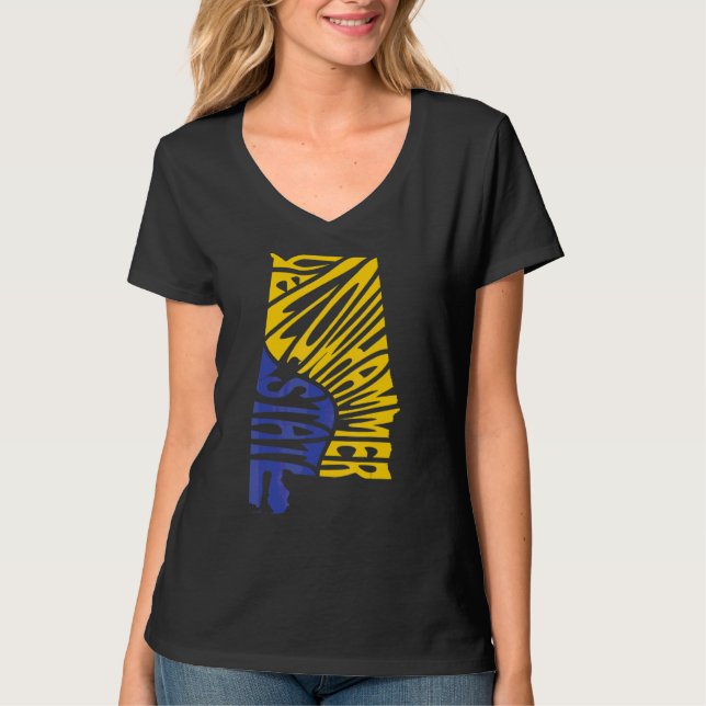 Alabama Al USA State Shape Motto T Shirt (Framsida)