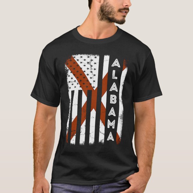 Alabama American Flag Home State of Alabama Flag T Shirt (Framsida)