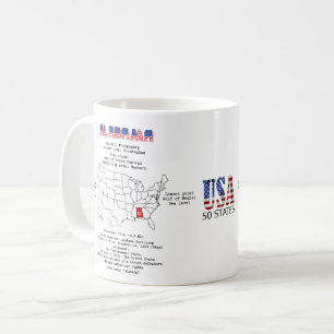 Alabama amerikansk delstat på karta och användbar kaffemugg