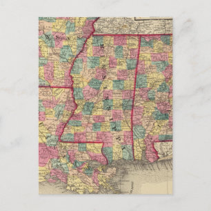 Alabama, Arkansas, Louisiana och Mississippi Vykort