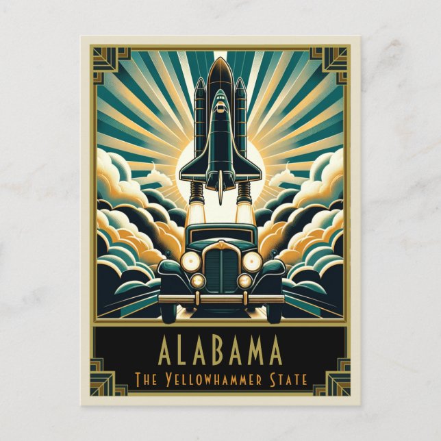 Alabama | Art Deco Vykort (Framsida)