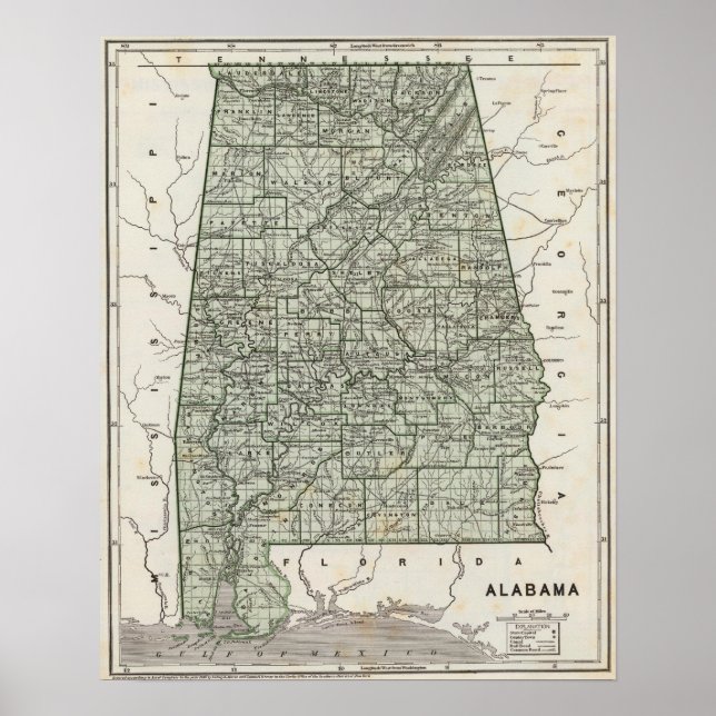 Alabama Atlas Karta Poster (Framsidan)