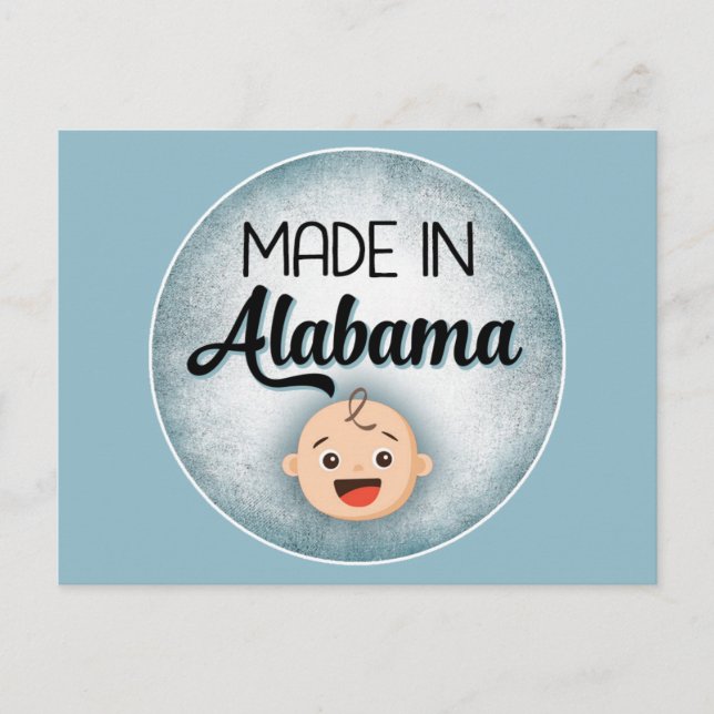 Alabama Baby Funny Blue New Boy-vykort Vykort (Framsida)