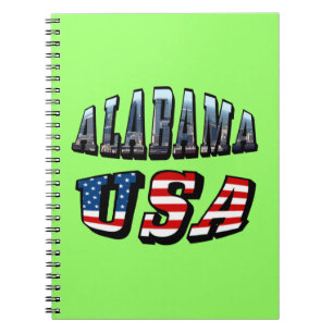 Alabama Bild och USA flagga Font Anteckningsbok