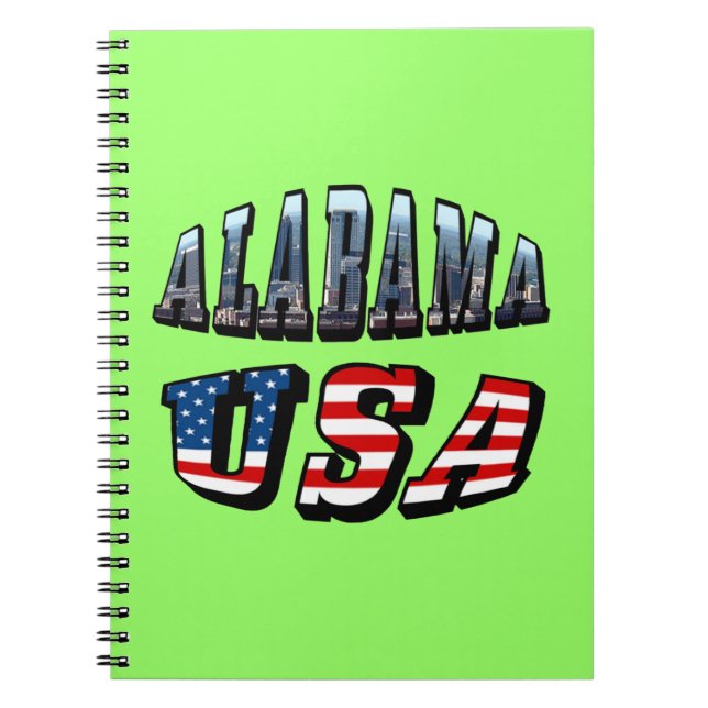 Alabama Bild och USA flagga Font Anteckningsbok (Framsidan)