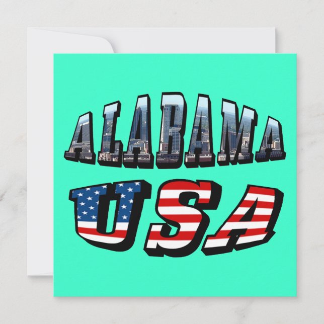 Alabama Bild och USA flagga Font Inbjudningar (Framsida)