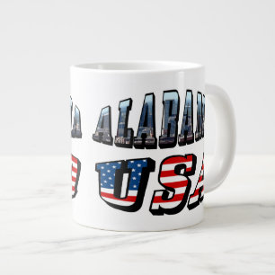 Alabama Bild och USA flagga Font Jumbo Mugg