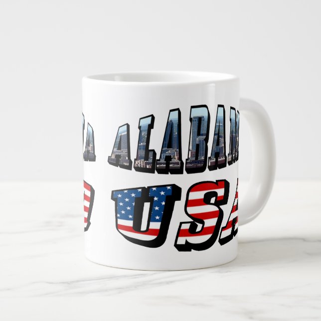Alabama Bild och USA flagga Font Jumbo Mugg (Framsida höger)