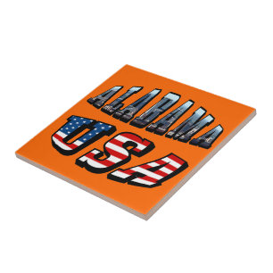Alabama Bild och USA flagga Font Kakelplatta