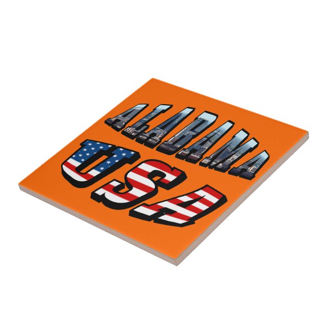 Alabama Bild och USA flagga Font Kakelplatta (Sidan)