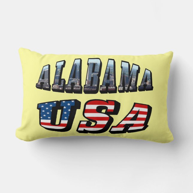 Alabama Bild och USA flagga Font Lumbarkudde (Framsida)