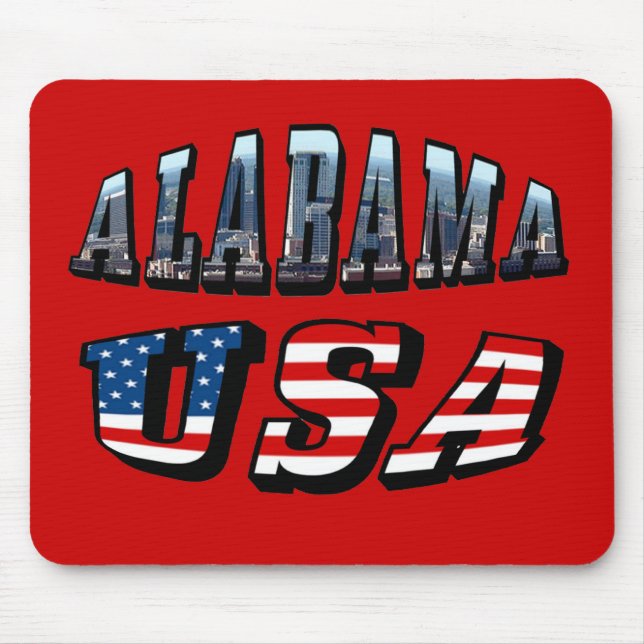 Alabama Bild och USA flagga Font Musmatta (Framsidan)