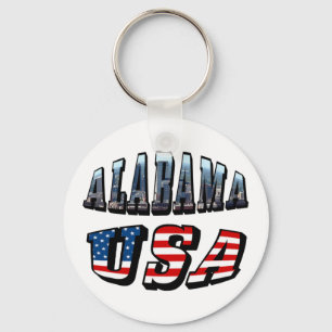 Alabama Bild och USA flagga Font Nyckelring