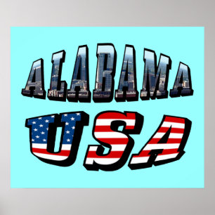 Alabama Bild och USA flagga Font Poster