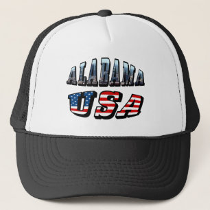 Alabama Bild och USA flagga Font Truckerkeps