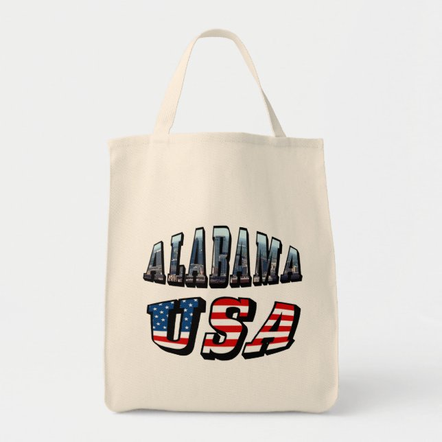 Alabama Bild och USA flagga Font Tygkasse (Framsidan)