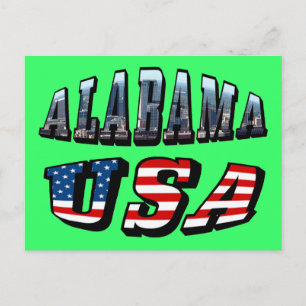 Alabama Bild och USA flagga Font Vykort