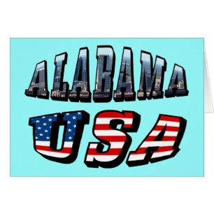 Alabama Bild USA Flagga Fontän Tom Greeting OBS Kort