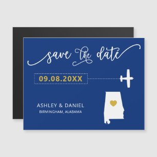 Alabama Bröllop spara datum Card, Karta Magnetisk Inbjudningskort