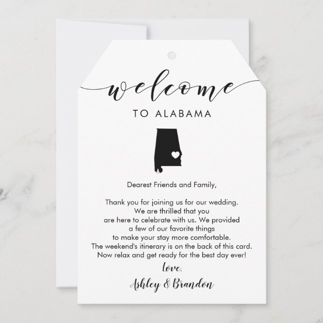 Alabama Bröllop Välkomsthälsning Märkre, Brev Itin (Framsida)