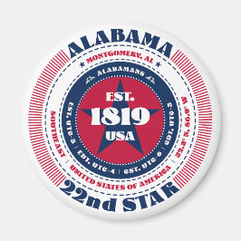 Alabama Circle Typography Souvenir Magnet
