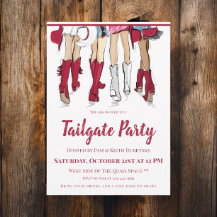 Alabama Dam Cowboy Boots Crimson Tailgate Party Inbjudningar