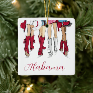 Alabama Damernas Tailgating Röda Cowboy Stövlar Ha Julgransprydnad Keramik