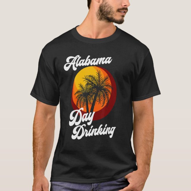 Alabama Day Drinking Retro Beach Summer Family Vac T Shirt (Framsida)