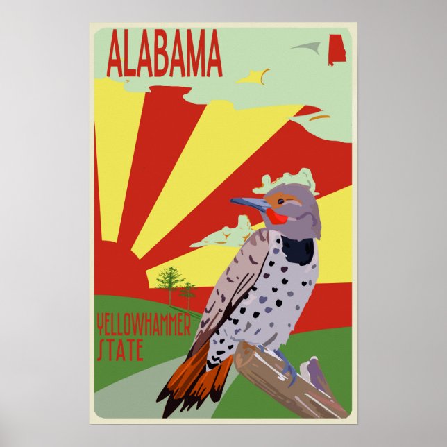 Alabama, delstaten Yellowhammer, reseposter Poster (Framsidan)